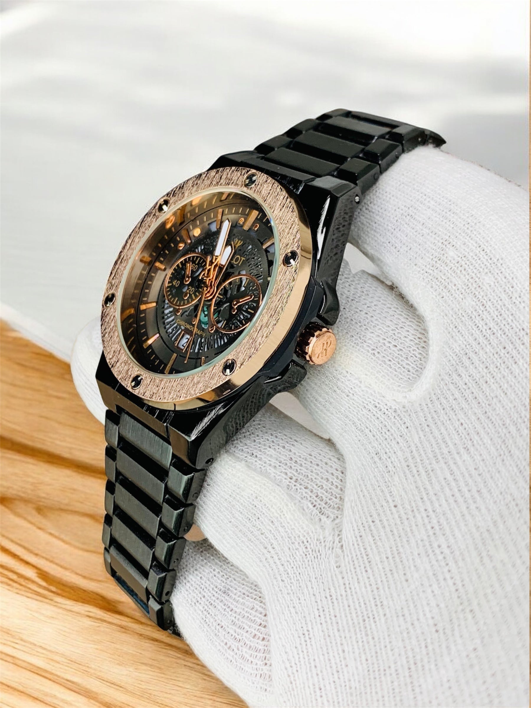 HB Stainless Steel Date Adjustment (Black Rose Gold)