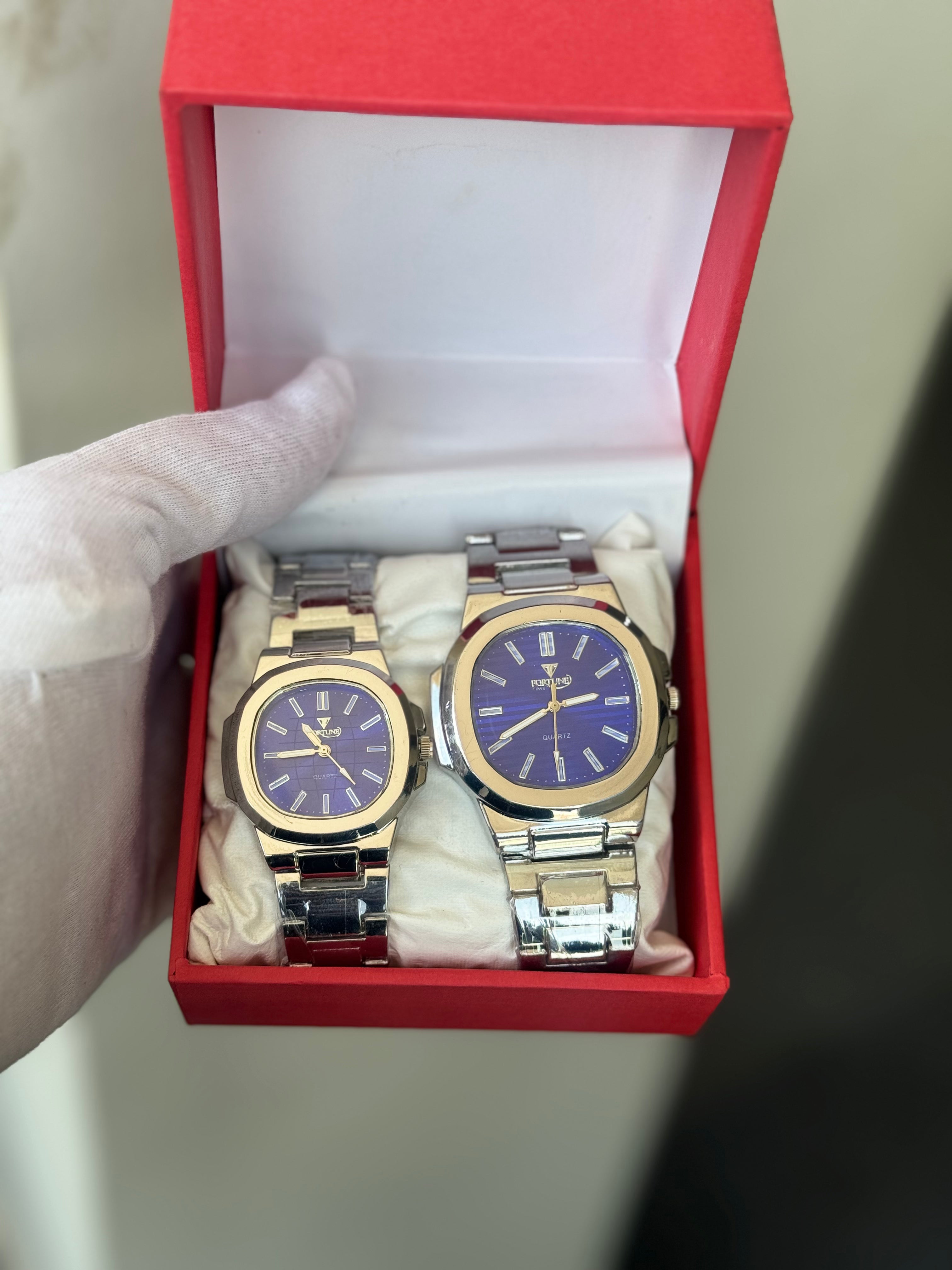 Premium PTK Desing Couple Watch Metallic Black colour